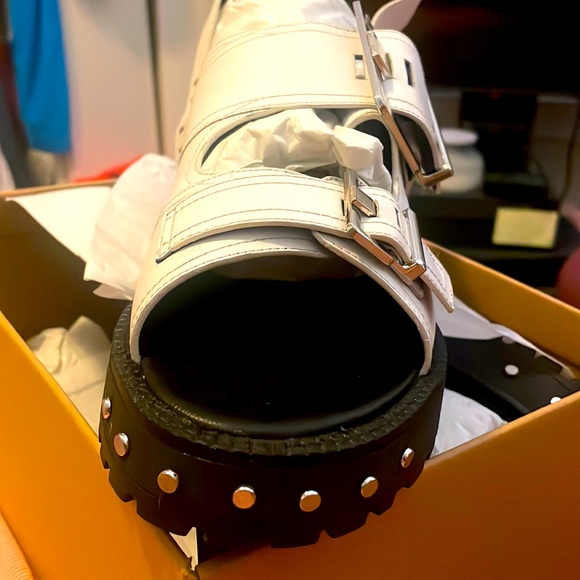 Brand new never worn white buckle gladiator style studded sole sandal - Picture 1 of 8
